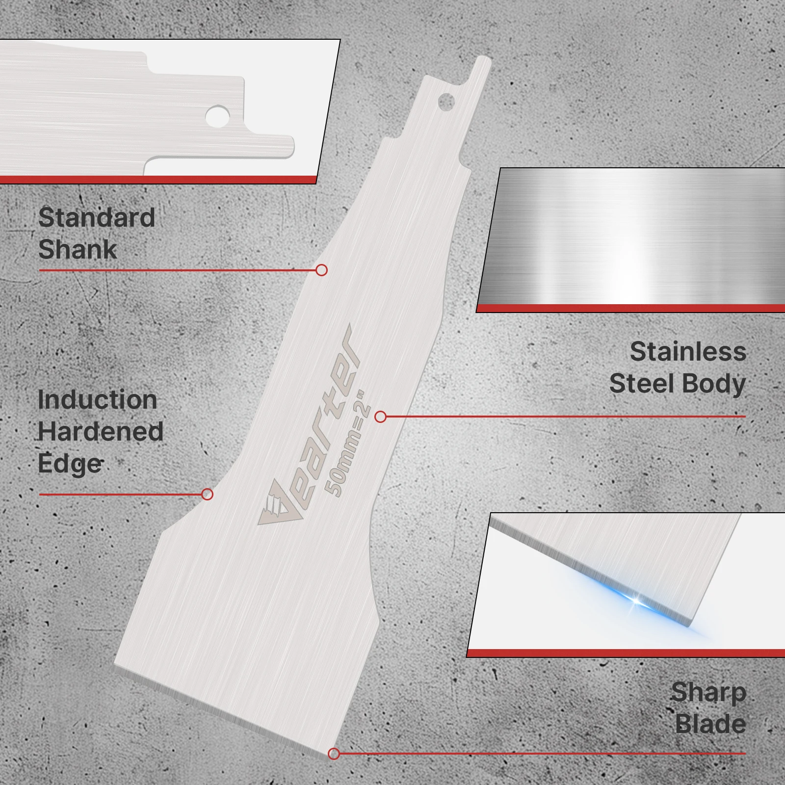Vearter 30/50/100mm Stainless Steel Reciprocating Saw Blades 140mm Sabre Shovel For Cleaning Removal Tile Grout Glue Gap Tools