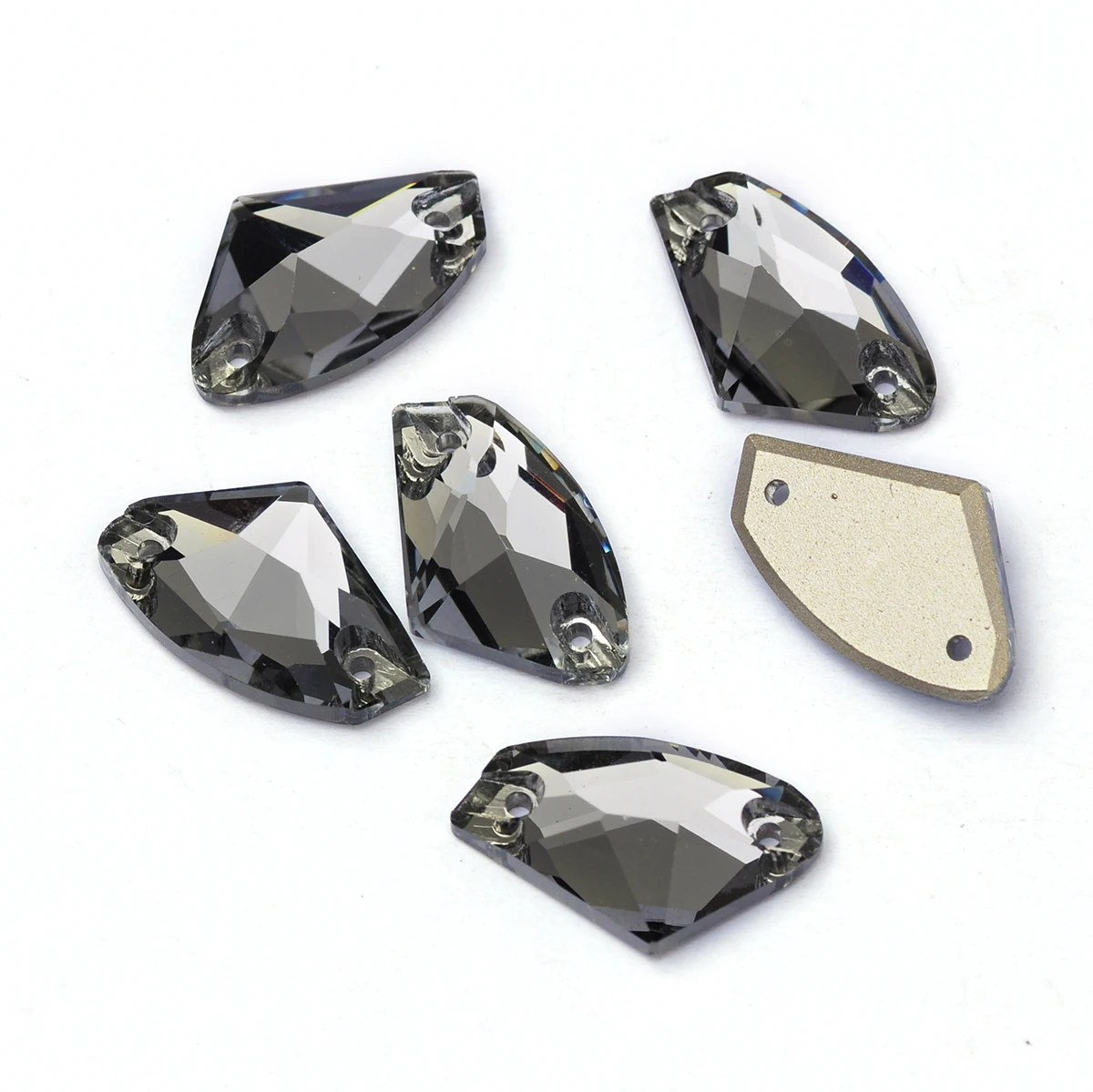 Pubrilex Galactic Shape Sew On Rhinestones Crystal Glass Flatback Chamfered Rhinestone Sewing Strass for Garment Decoration