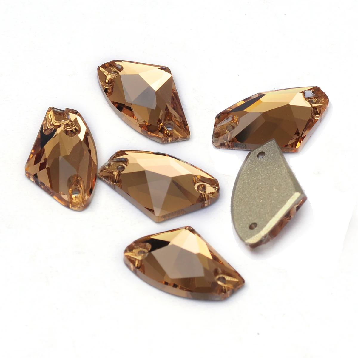 Pubrilex Galactic Shape Sew On Rhinestones Crystal Glass Flatback Chamfered Rhinestone Sewing Strass for Garment Decoration