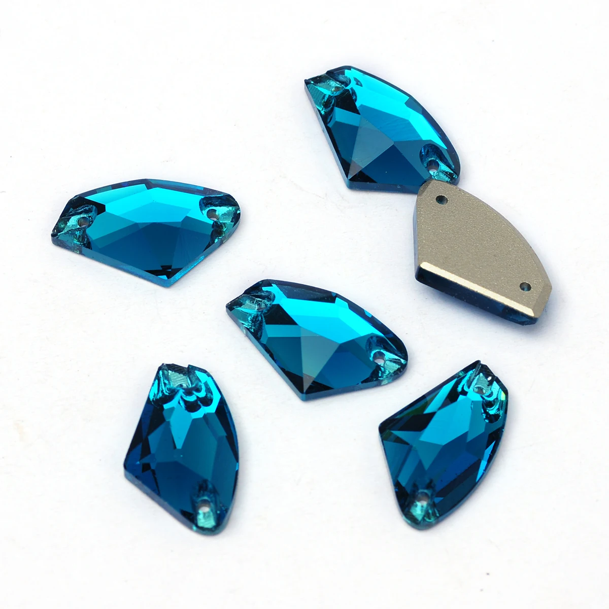 Pubrilex Galactic Shape Sew On Rhinestones Crystal Glass Flatback Chamfered Rhinestone Sewing Strass for Garment Decoration