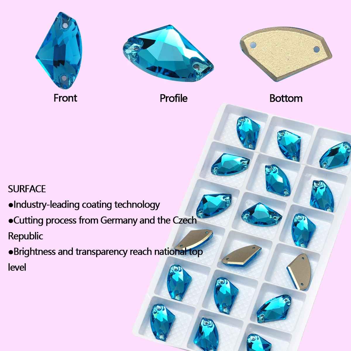 Pubrilex Galactic Shape Sew On Rhinestones Crystal Glass Flatback Chamfered Rhinestone Sewing Strass for Garment Decoration