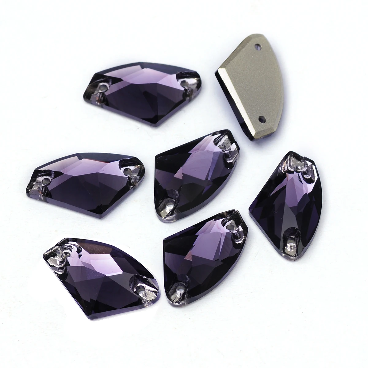 Pubrilex Galactic Shape Sew On Rhinestones Crystal Glass Flatback Chamfered Rhinestone Sewing Strass for Garment Decoration
