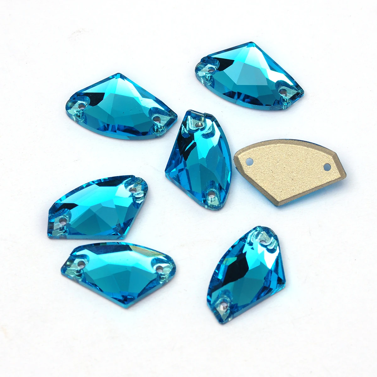 Pubrilex Galactic Shape Sew On Rhinestones Crystal Glass Flatback Chamfered Rhinestone Sewing Strass for Garment Decoration