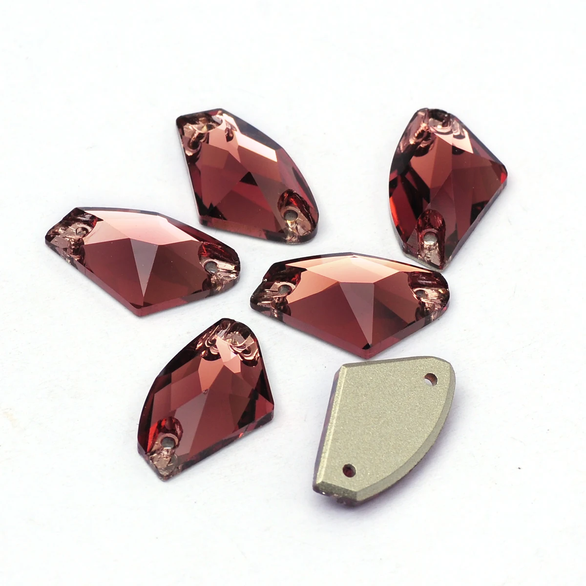 Pubrilex Galactic Shape Sew On Rhinestones Crystal Glass Flatback Chamfered Rhinestone Sewing Strass for Garment Decoration