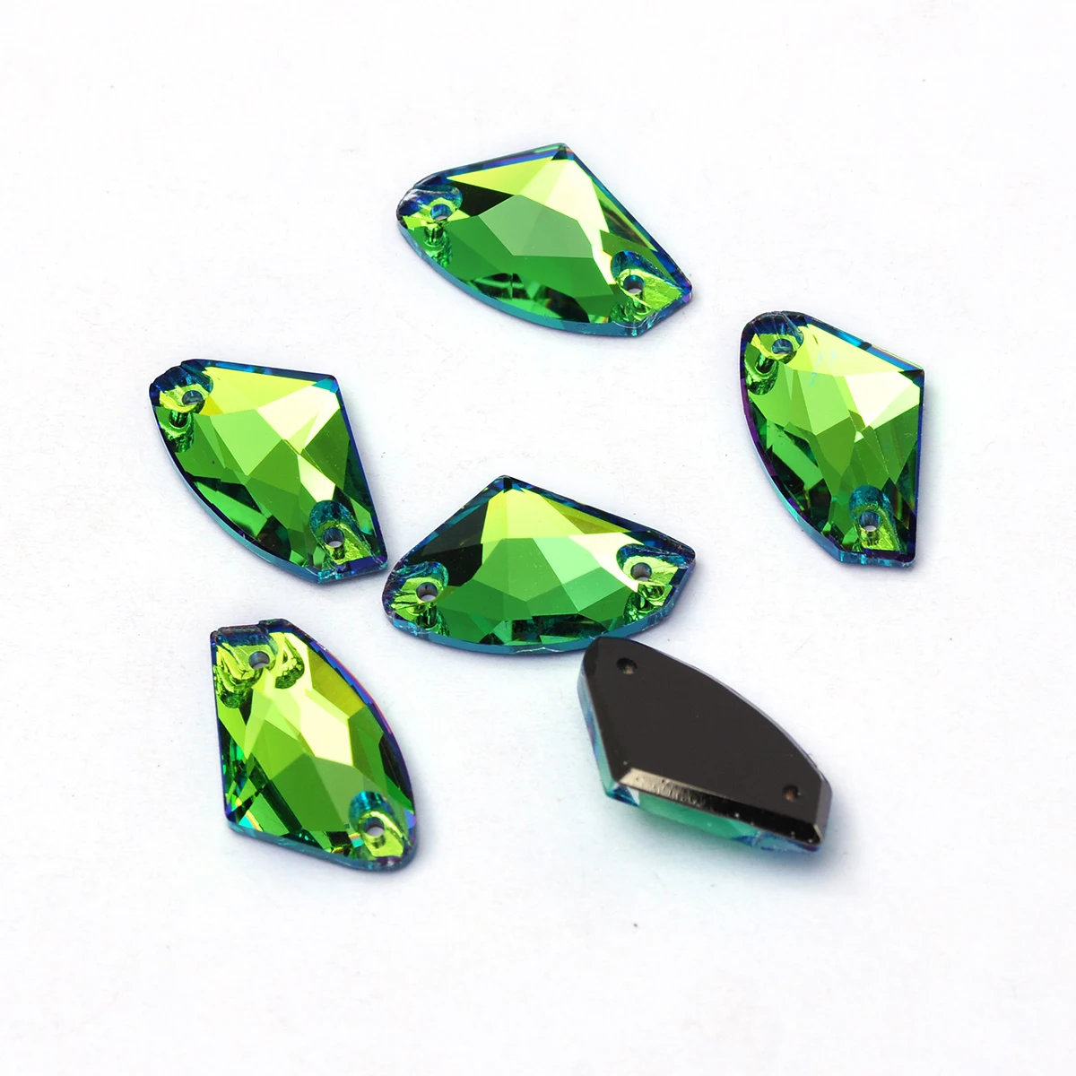 Pubrilex Galactic Shape Sew On Rhinestones Crystal Glass Flatback Chamfered Rhinestone Sewing Strass for Garment Decoration