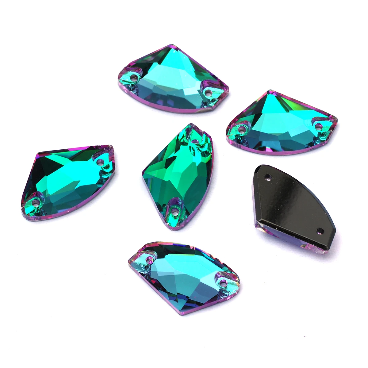 Pubrilex Galactic Shape Sew On Rhinestones Crystal Glass Flatback Chamfered Rhinestone Sewing Strass for Garment Decoration