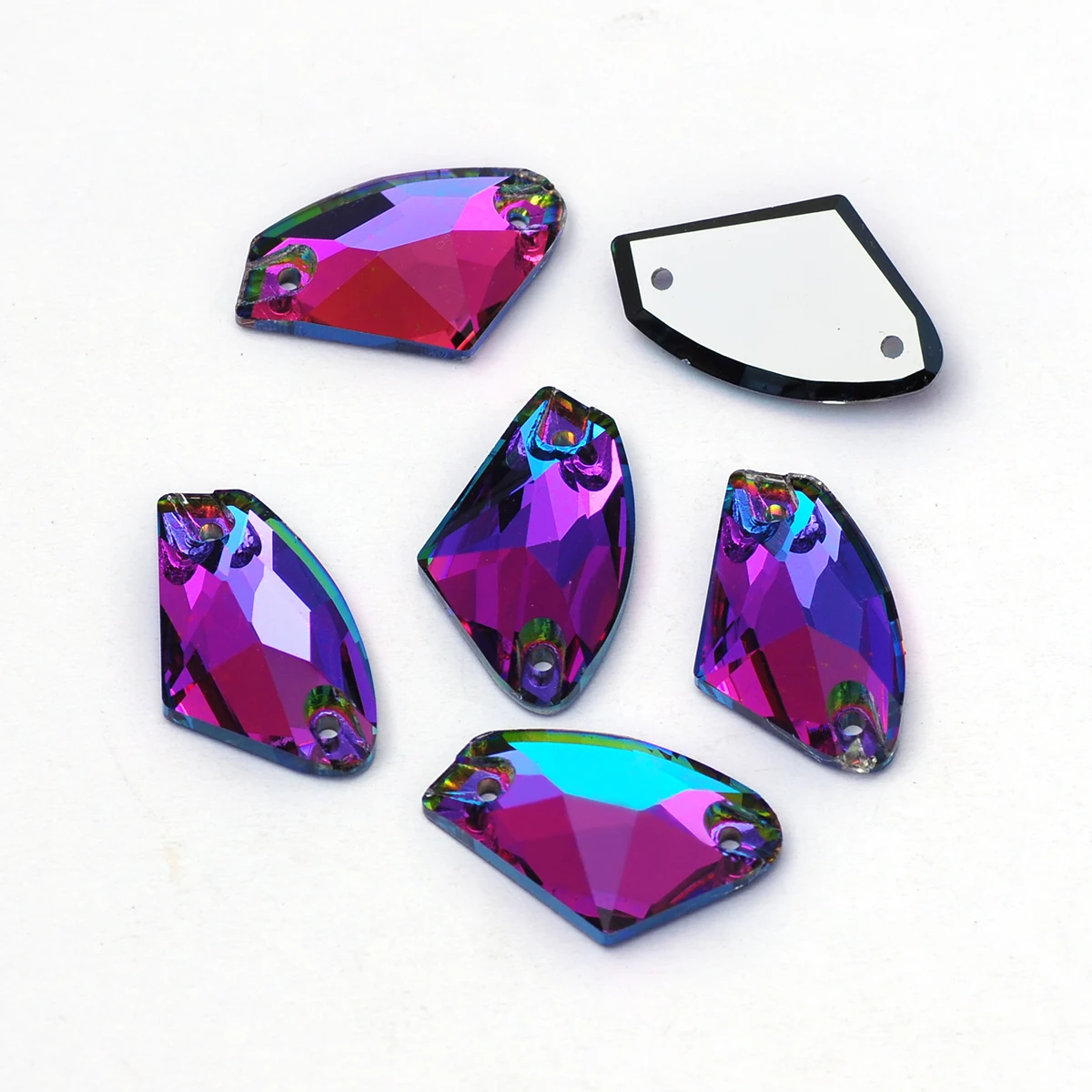 Pubrilex Galactic Shape Sew On Rhinestones Crystal Glass Flatback Chamfered Rhinestone Sewing Strass for Garment Decoration