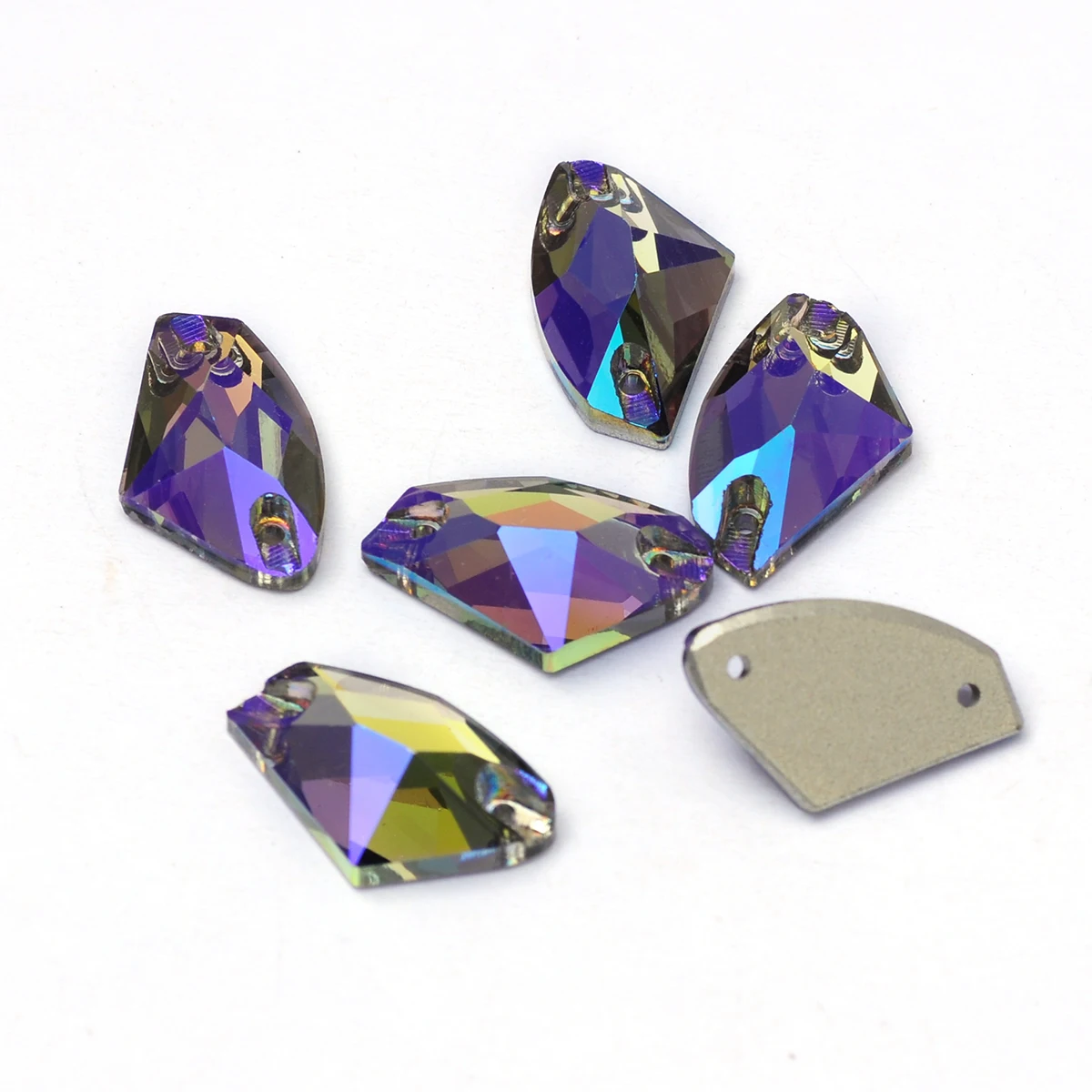 Pubrilex Galactic Shape Sew On Rhinestones Crystal Glass Flatback Chamfered Rhinestone Sewing Strass for Garment Decoration