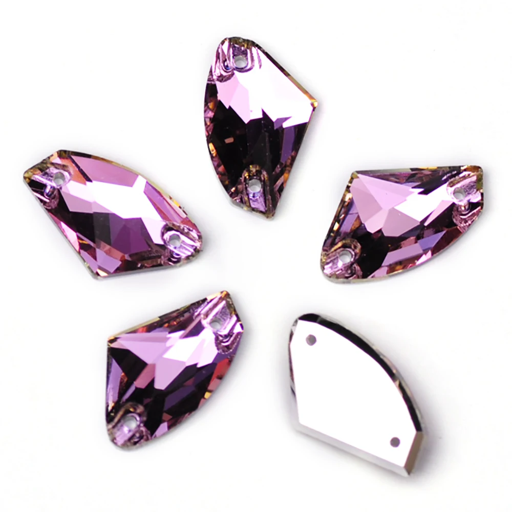 Pubrilex Galactic Shape Sew On Rhinestones Crystal Glass Flatback Chamfered Rhinestone Sewing Strass for Garment Decoration