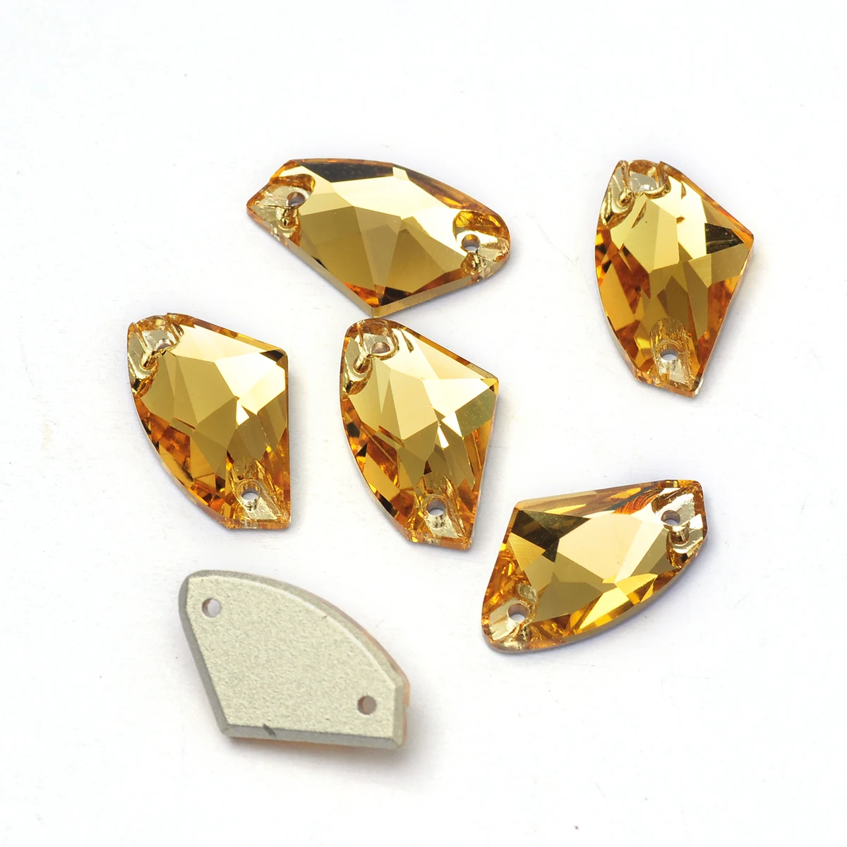 Pubrilex Galactic Shape Sew On Rhinestones Crystal Glass Flatback Chamfered Rhinestone Sewing Strass for Garment Decoration