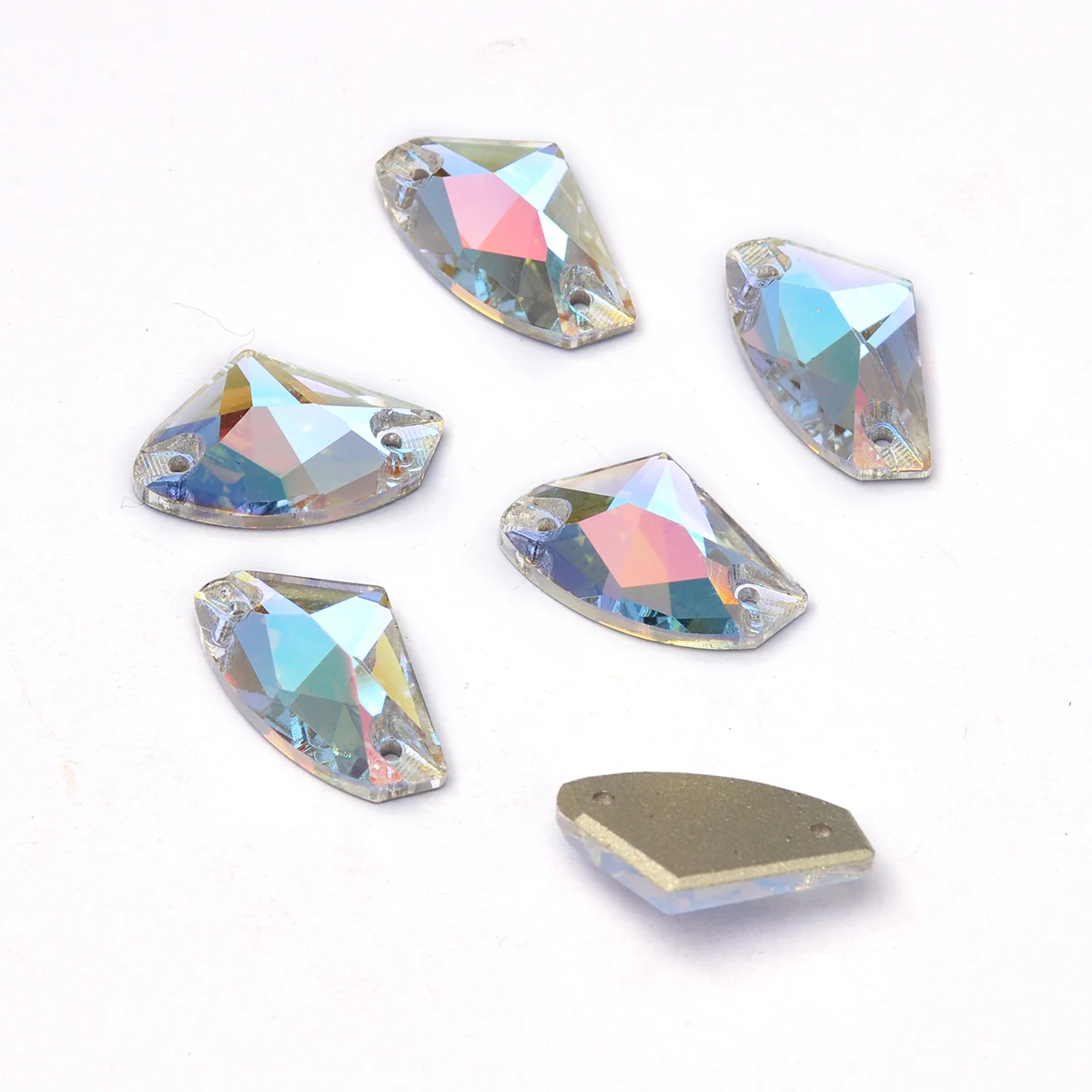 Pubrilex Galactic Shape Sew On Rhinestones Crystal Glass Flatback Chamfered Rhinestone Sewing Strass for Garment Decoration