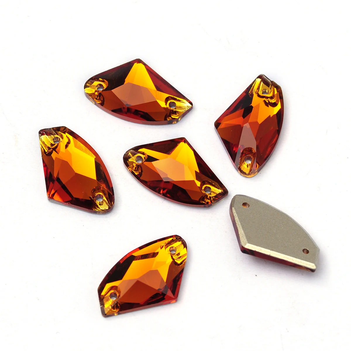 Pubrilex Galactic Shape Sew On Rhinestones Crystal Glass Flatback Chamfered Rhinestone Sewing Strass for Garment Decoration