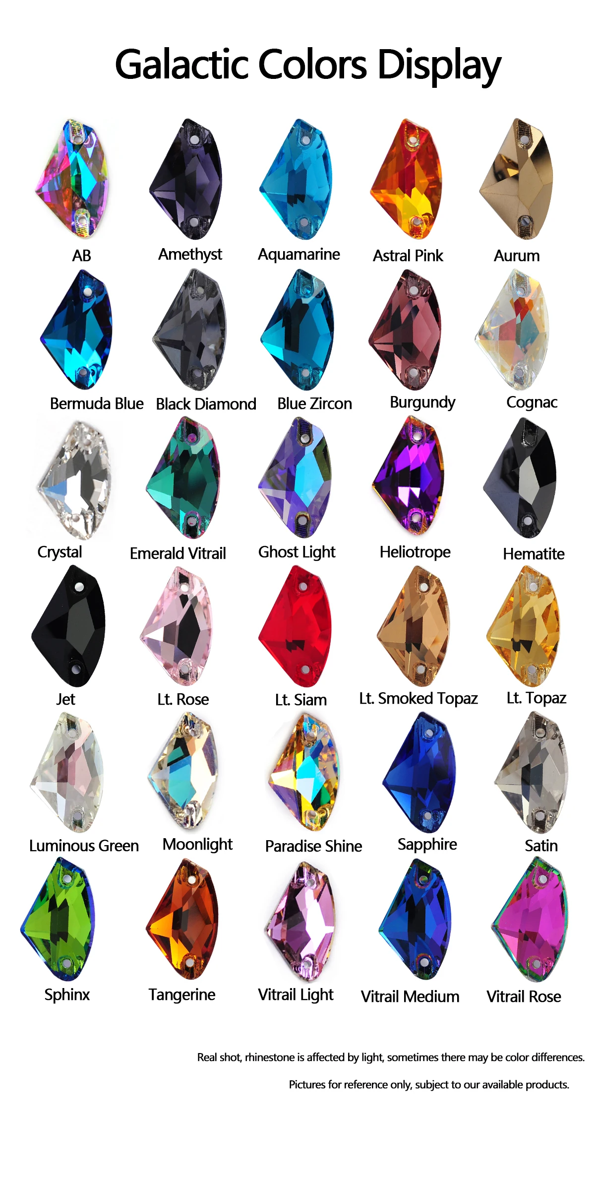 Pubrilex Galactic Shape Sew On Rhinestones Crystal Glass Flatback Chamfered Rhinestone Sewing Strass for Garment Decoration