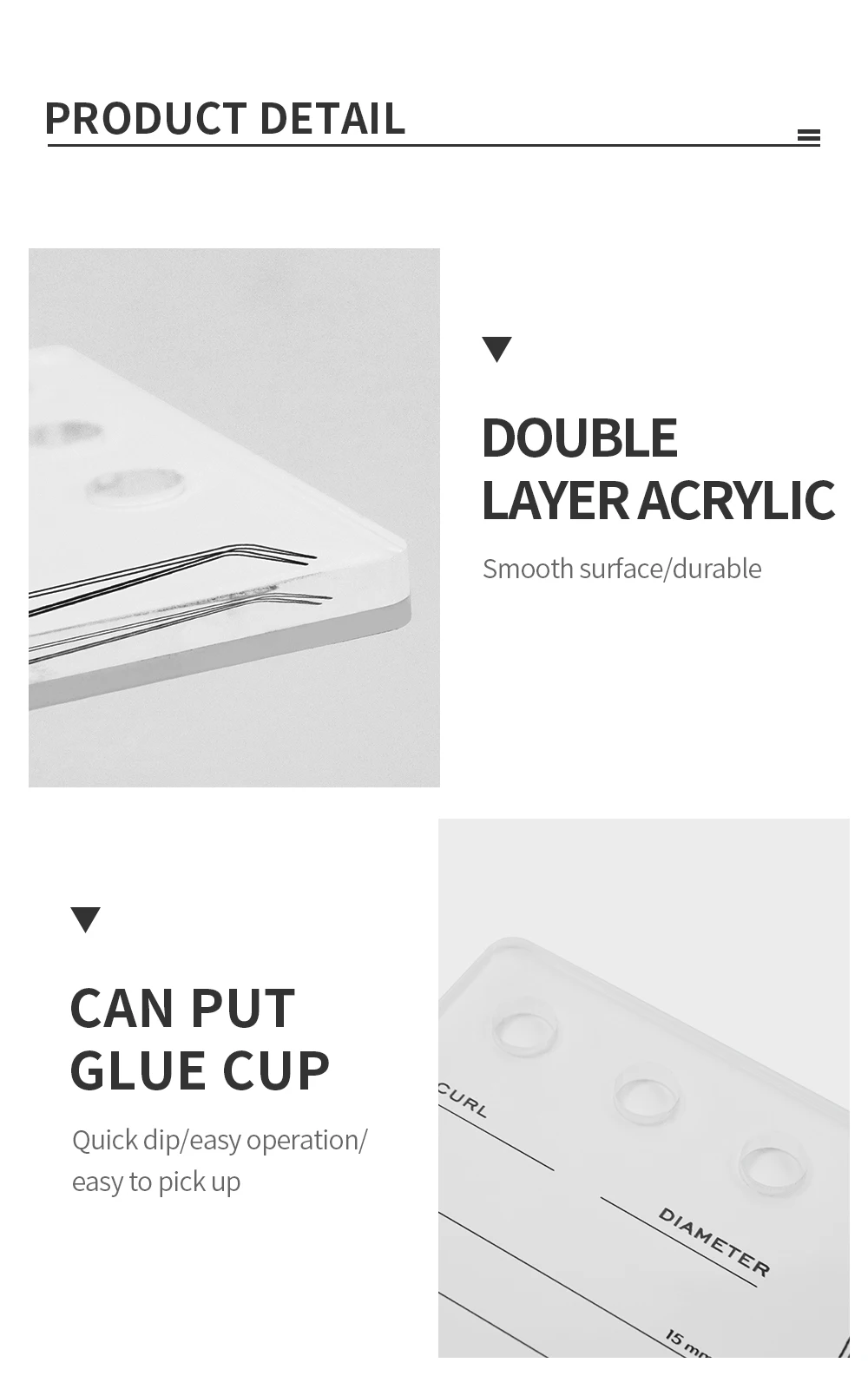 GAHAMACA Acrylic Lashes Holder Pad Individual Eyelash Tablet Palette Eyelash Pad Lash Extension Glue Pallet Holder Card