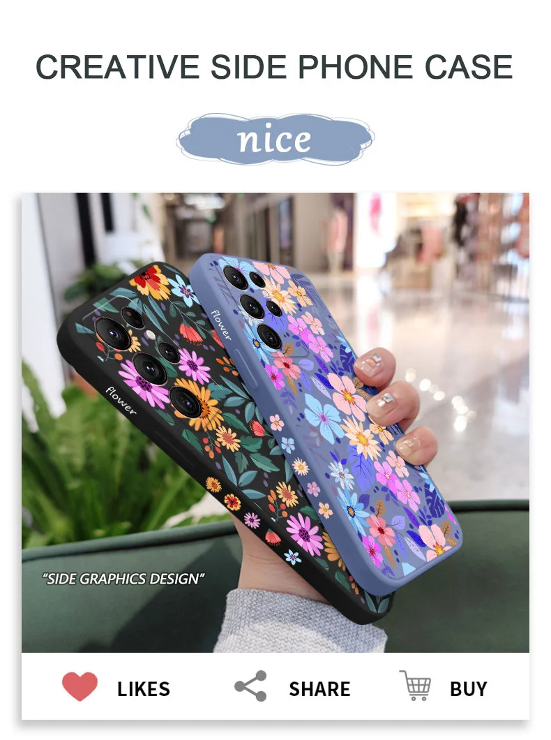 Showy Flowers Phone Case For Samsung Galaxy S25 S24 S23 S22 S21 S20 Ultra Plus FE Note 20 ultra 10 9 Plus Cover