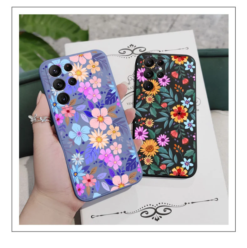 Showy Flowers Phone Case For Samsung Galaxy S25 S24 S23 S22 S21 S20 Ultra Plus FE Note 20 ultra 10 9 Plus Cover