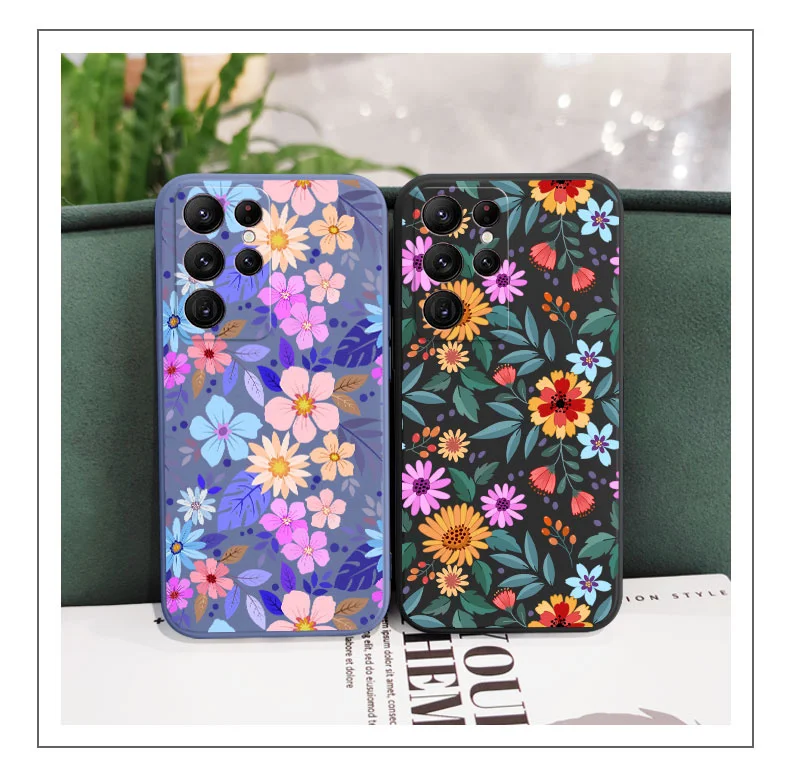 Showy Flowers Phone Case For Samsung Galaxy S25 S24 S23 S22 S21 S20 Ultra Plus FE Note 20 ultra 10 9 Plus Cover