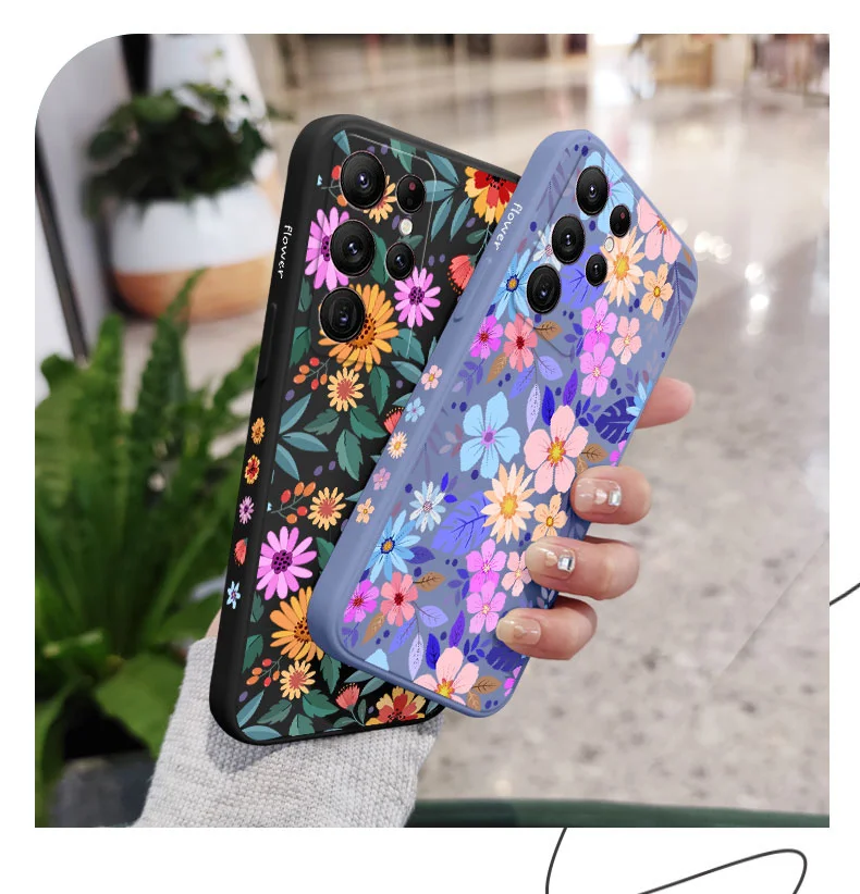 Showy Flowers Phone Case For Samsung Galaxy S25 S24 S23 S22 S21 S20 Ultra Plus FE Note 20 ultra 10 9 Plus Cover