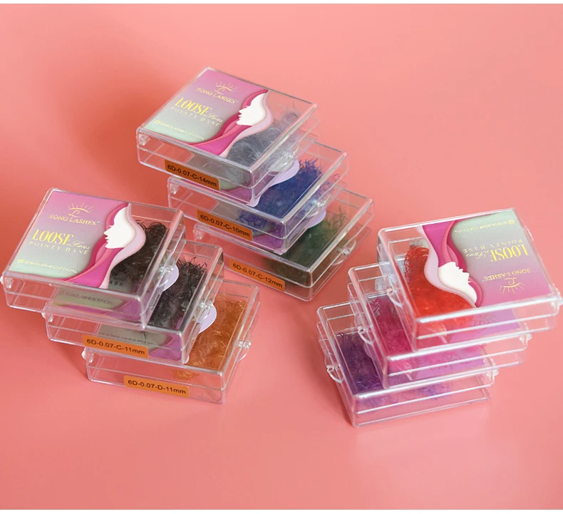 SongLashes 6D 0.07 Thickness Rainbow Promade Volume Fans 500 Colorful Loose Fans Pointed Base Eyelashes Extension