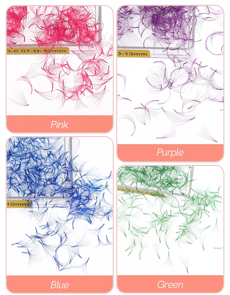 SongLashes 6D 0.07 Thickness Rainbow Promade Volume Fans 500 Colorful Loose Fans Pointed Base Eyelashes Extension