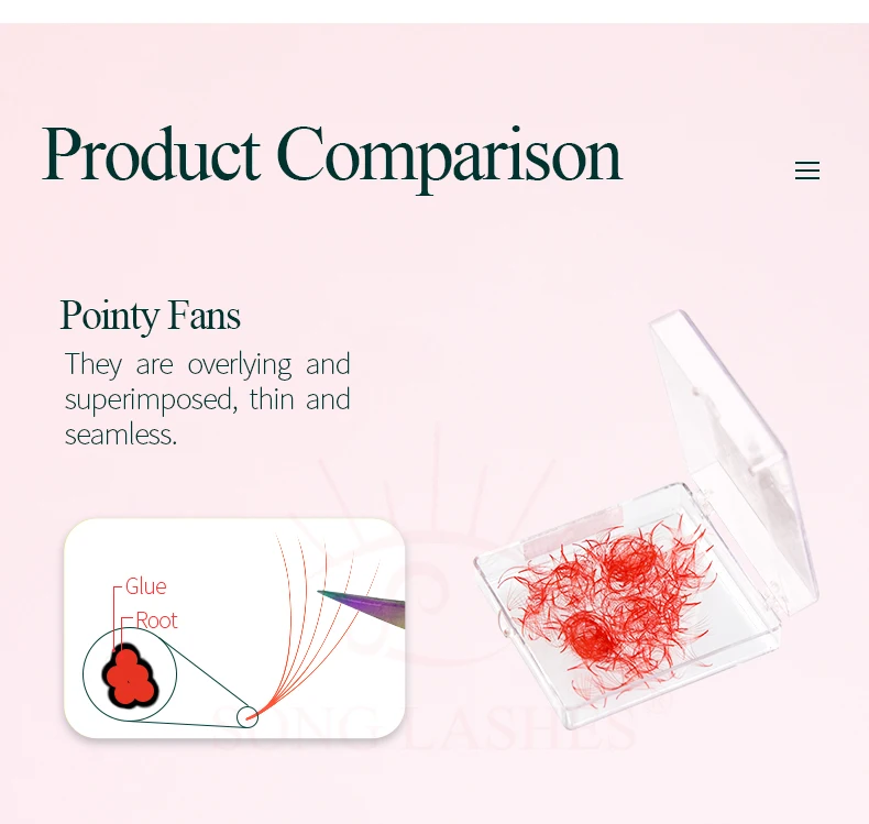 SongLashes 6D 0.07 Thickness Rainbow Promade Volume Fans 500 Colorful Loose Fans Pointed Base Eyelashes Extension