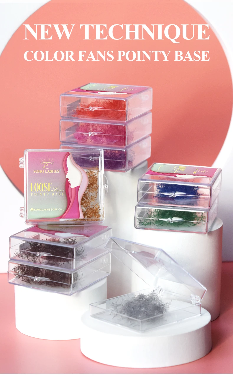 SongLashes 6D 0.07 Thickness Rainbow Promade Volume Fans 500 Colorful Loose Fans Pointed Base Eyelashes Extension