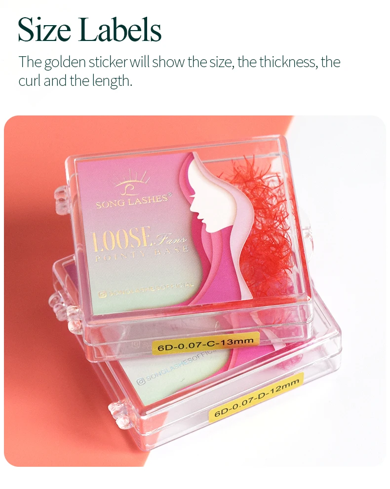 SongLashes 6D 0.07 Thickness Rainbow Promade Volume Fans 500 Colorful Loose Fans Pointed Base Eyelashes Extension