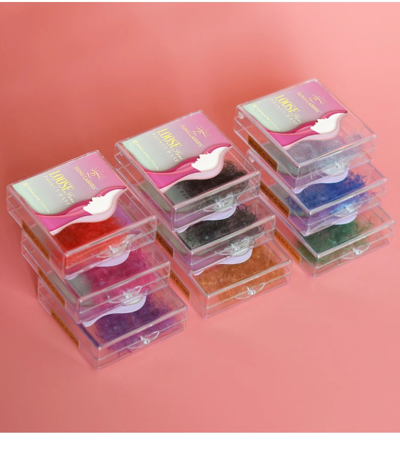 SongLashes 6D 0.07 Thickness Rainbow Promade Volume Fans 500 Colorful Loose Fans Pointed Base Eyelashes Extension