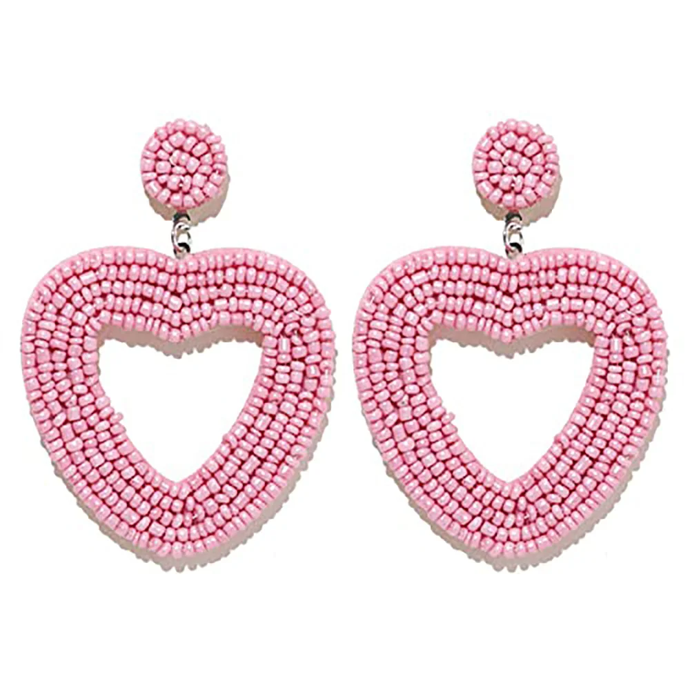 Pink Heart Earrings for Girls Big Heart Hoop Dangle Earrings Pink Earrings Mothers Day Gifts for Women