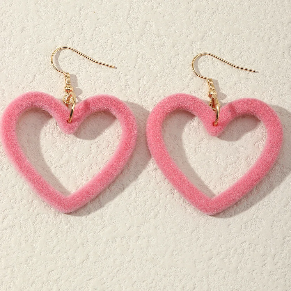 Pink Heart Earrings for Girls Big Heart Hoop Dangle Earrings Pink Earrings Mothers Day Gifts for Women