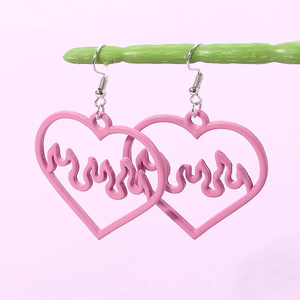 Pink Heart Earrings for Girls Big Heart Hoop Dangle Earrings Pink Earrings Mothers Day Gifts for Women