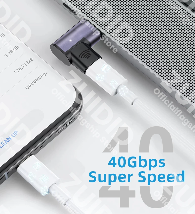 Elbow USB4 40Gbps Magnetic Adapter USB C To Type C 100W Fast Charging Magnet Converter Thunderbolt3 8K@60Hz USB Type C Adapter