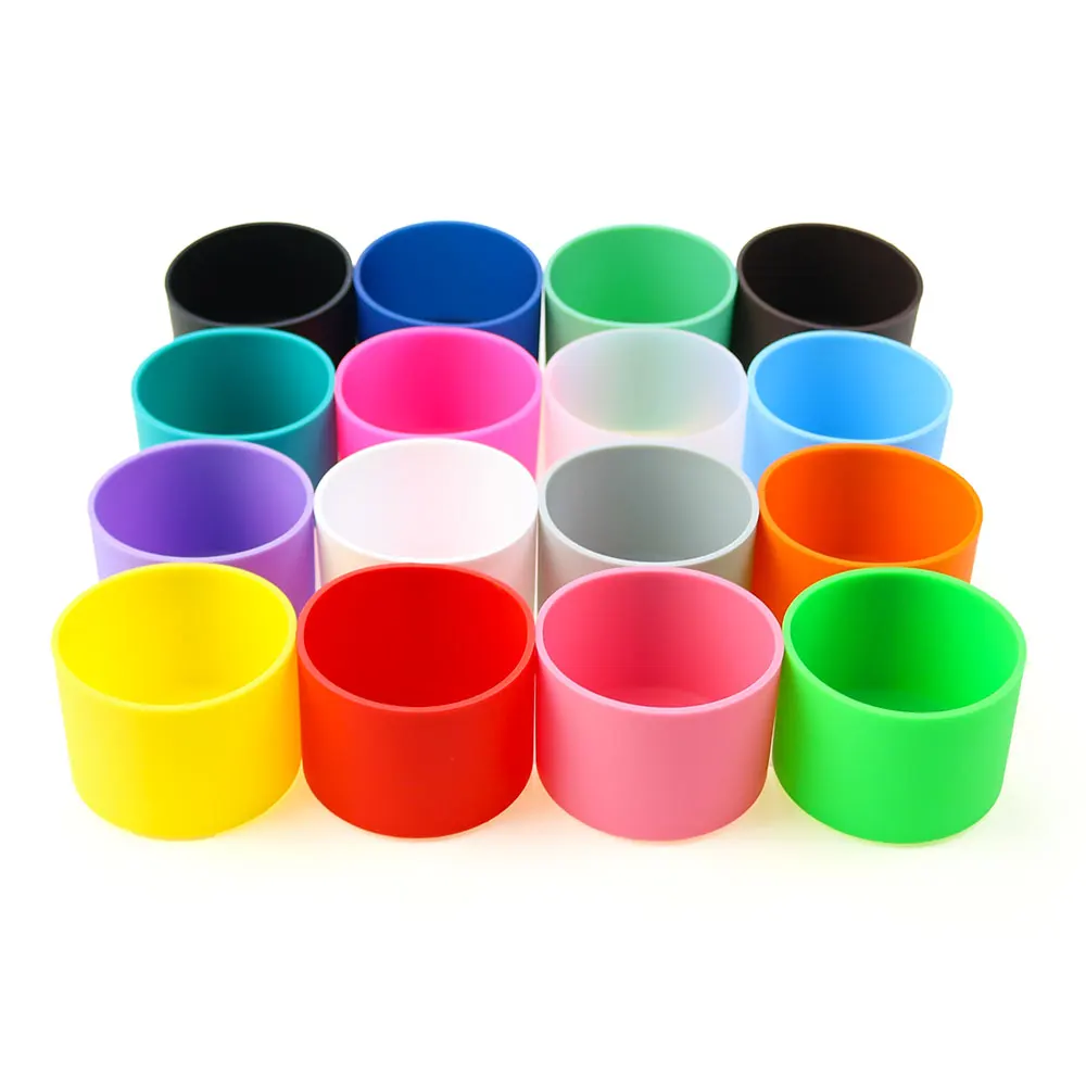 17 Colors 5.5CM Silicone Cup Bottom Cover 55MM Bottle Cover Cup Heat Insulation Bottom Cover Anti Slip Bottle Sleeve Sheath