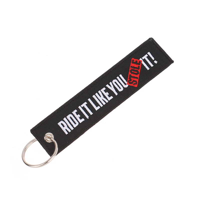 Motorcycle Keychain Car Embroidery Key Chain Gifts Tag Key Fobs Holder Loud Noise Loud Pipes Team Save Lives Keychain