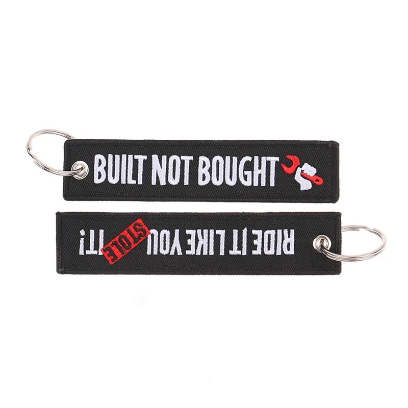 Motorcycle Keychain Car Embroidery Key Chain Gifts Tag Key Fobs Holder Loud Noise Loud Pipes Team Save Lives Keychain