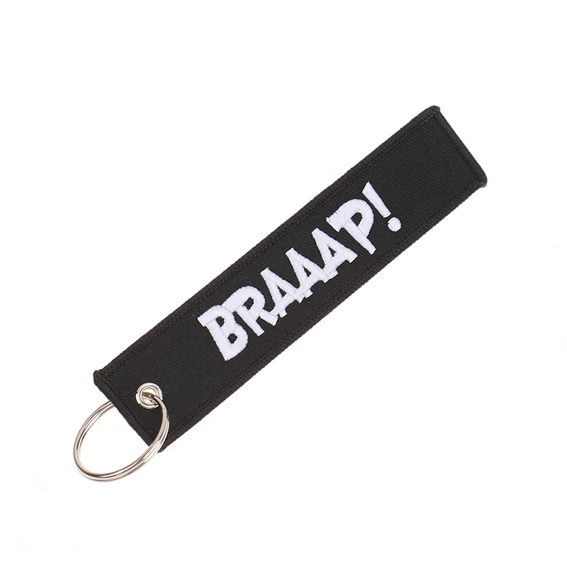 Motorcycle Keychain Car Embroidery Key Chain Gifts Tag Key Fobs Holder Loud Noise Loud Pipes Team Save Lives Keychain