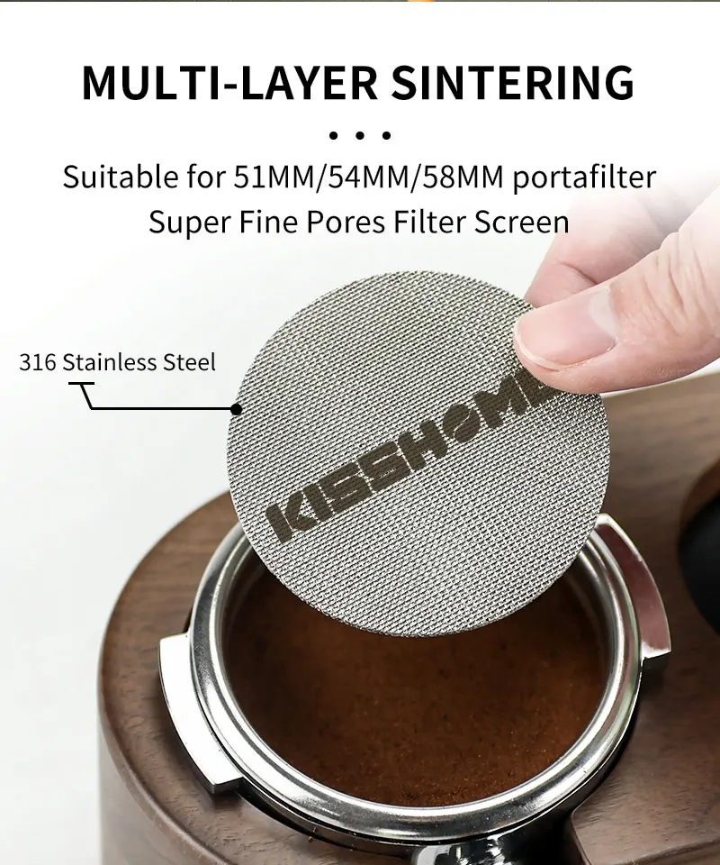 KISSHOME Espresso Puck Screen 51mm 53.5mm 58.5mm 57.3mm Filter Mesh Portafilter Barista Tools Coffee Machine Accessories
