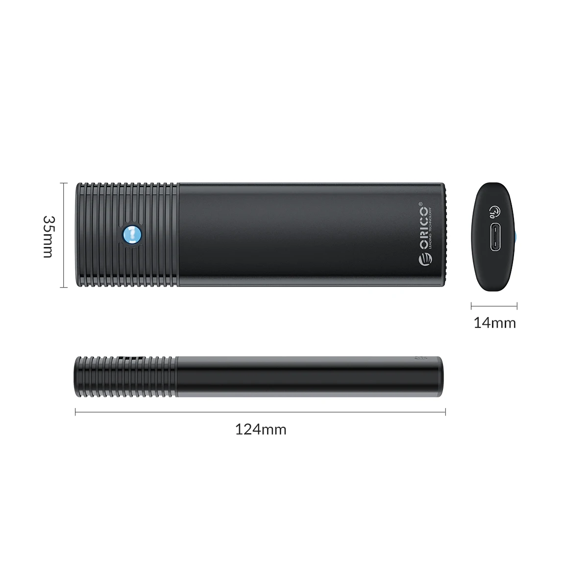 ORICO M2 SSD Enclosure NVMe NGFF 10Gbps PCIe M.2 SSD Case Portable USB C 3.2Gen2 Tool Free External Adapter with Metal Heat Sink