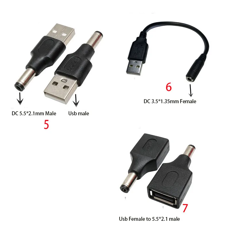Usb Male to Female 5.5*2.1mm DC Power Adapter 12v DC Plug 3.5*1.35mm Female Converter For Charger Extension