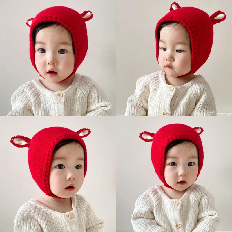 0-2 Years Baby Hat Autumn Winter Ear Rabbit Knitted Kids Hat Baby Girls Baby Boys Cute Wool Hat Baby Accessories Newborn