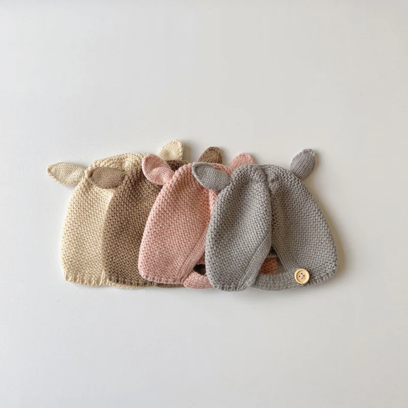 0-2 Years Baby Hat Autumn Winter Ear Rabbit Knitted Kids Hat Baby Girls Baby Boys Cute Wool Hat Baby Accessories Newborn
