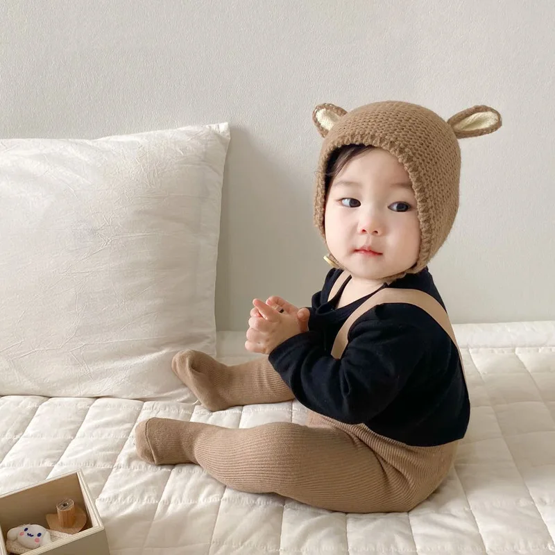 0-2 Years Baby Hat Autumn Winter Ear Rabbit Knitted Kids Hat Baby Girls Baby Boys Cute Wool Hat Baby Accessories Newborn