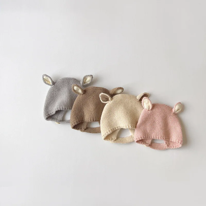 0-2 Years Baby Hat Autumn Winter Ear Rabbit Knitted Kids Hat Baby Girls Baby Boys Cute Wool Hat Baby Accessories Newborn