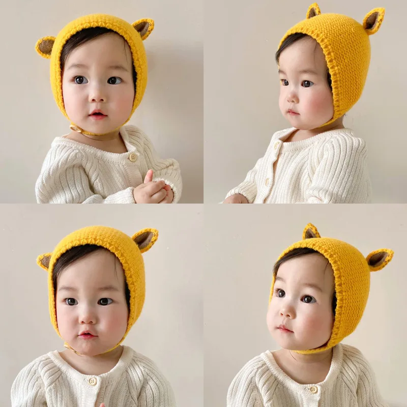 0-2 Years Baby Hat Autumn Winter Ear Rabbit Knitted Kids Hat Baby Girls Baby Boys Cute Wool Hat Baby Accessories Newborn