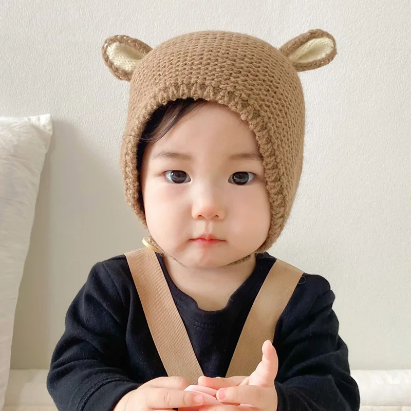 0-2 Years Baby Hat Autumn Winter Ear Rabbit Knitted Kids Hat Baby Girls Baby Boys Cute Wool Hat Baby Accessories Newborn