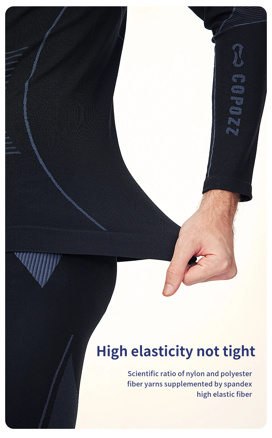 COPOZZ Men Women Ski Thermal Underwear Sets Sports Quick Dry Tracksuit Fitness Workout Exercise Tight Shirts Jackets Sport Suits