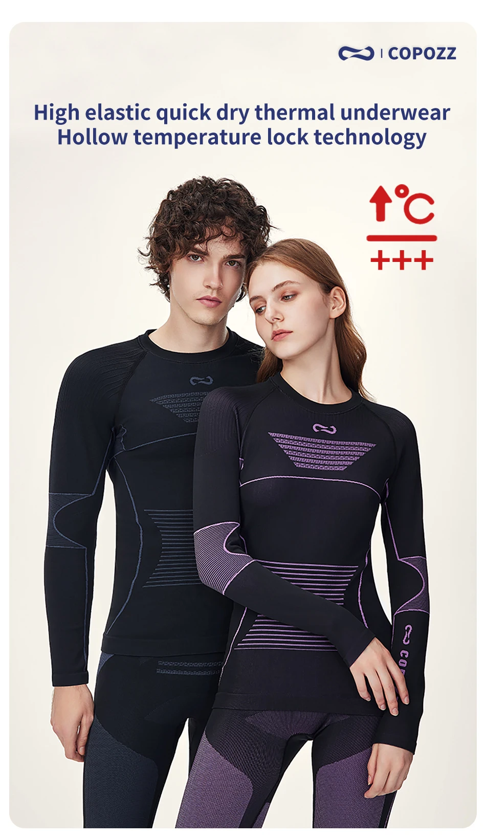 COPOZZ Men Women Ski Thermal Underwear Sets Sports Quick Dry Tracksuit Fitness Workout Exercise Tight Shirts Jackets Sport Suits