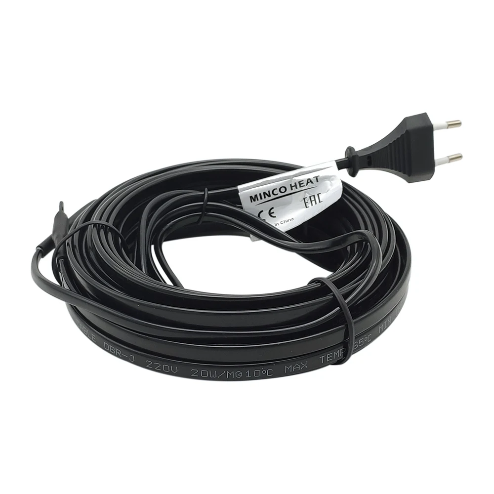 Heating Cable with EU Plug Power Cord Self Regulating Heating Cable for Water Pipe Freeze Protection Pets Heating Element MINCO