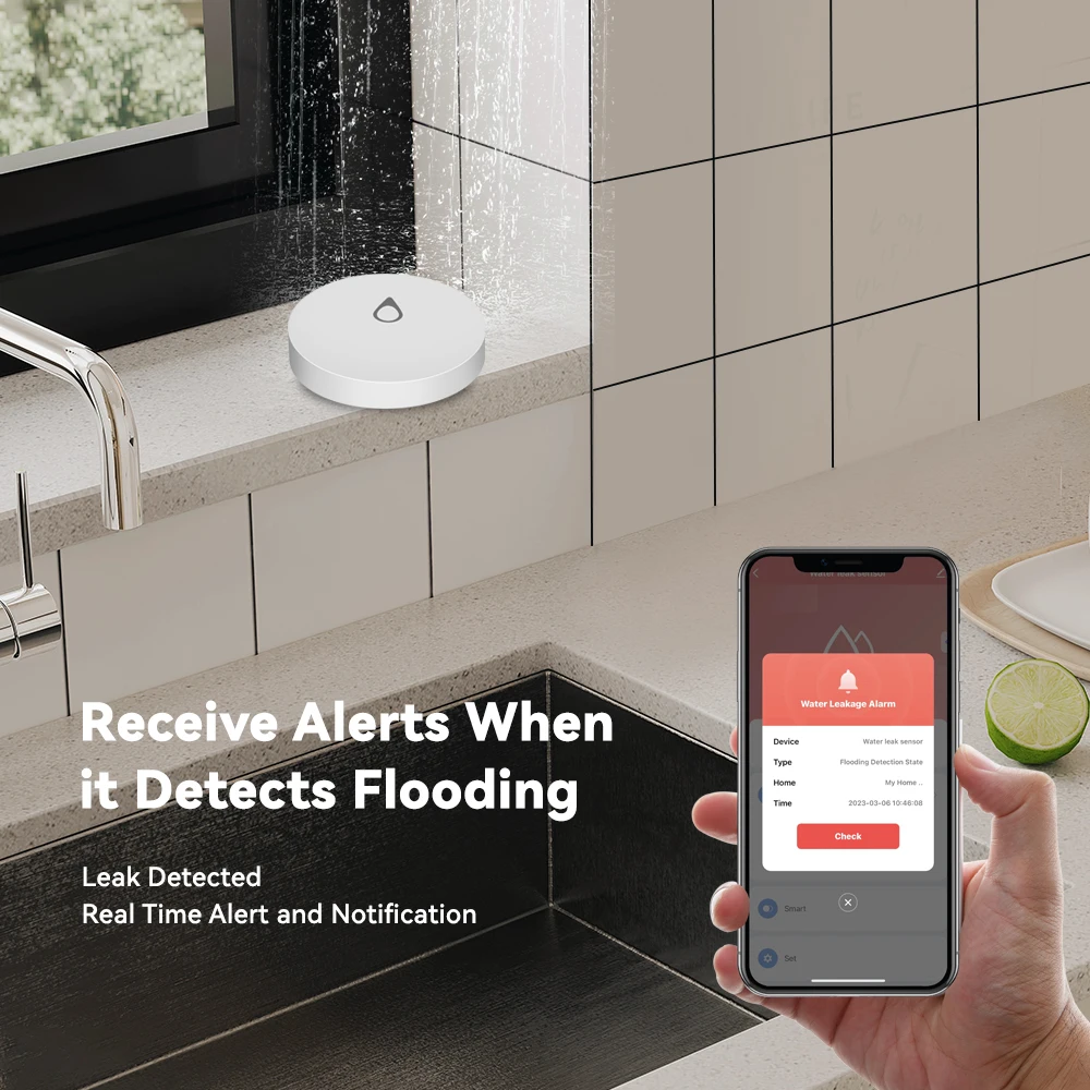 Meian 3PCS SW02 ZigBee Water Flood Leak Immersion Sensor Linkage Detector Alert Overflow IP68 Alarm Security Protection
