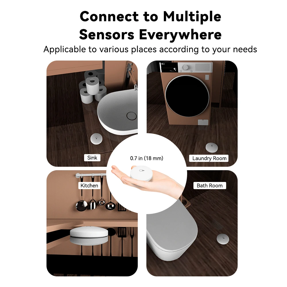 Meian 3PCS SW02 ZigBee Water Flood Leak Immersion Sensor Linkage Detector Alert Overflow IP68 Alarm Security Protection